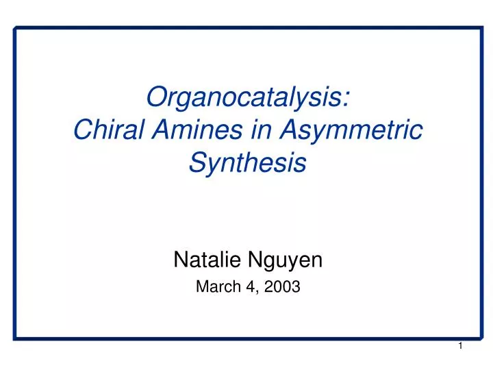organocatalysis chiral amines in asymmetric synthesis