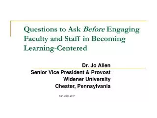 Questions to Ask Before Engaging Faculty and Staff in Becoming Learning-Centered
