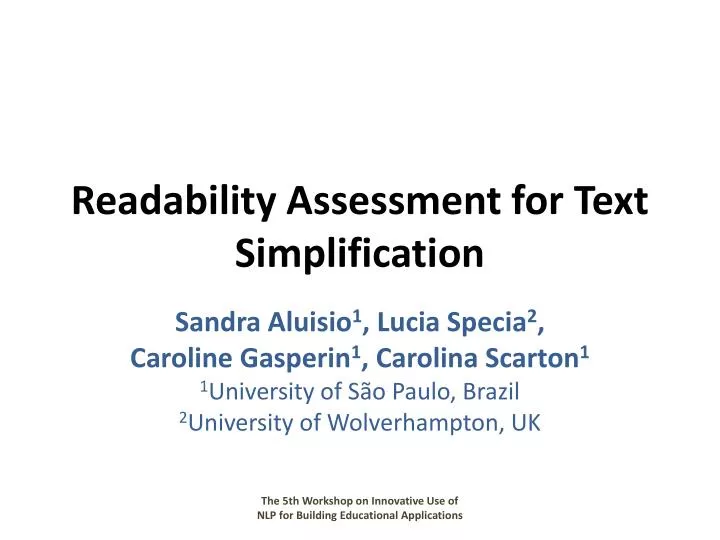 readability assessment for text simplification