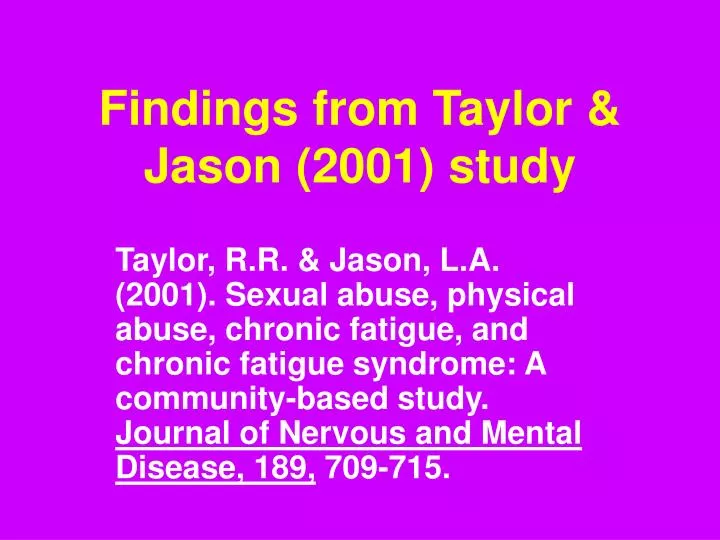 findings from taylor jason 2001 study
