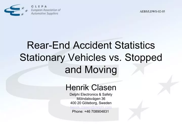 rear end accident statistics stationary vehicles vs stopped and moving