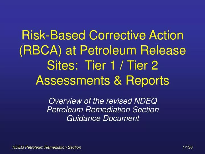 risk based corrective action rbca at petroleum release sites tier 1 tier 2 assessments reports