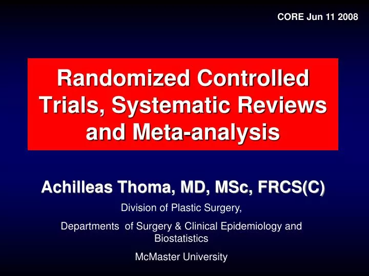 randomized controlled trials systematic reviews and meta analysis