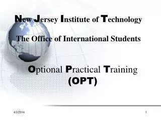 N ew J ersey I nstitute of T echnology The Office of International Students