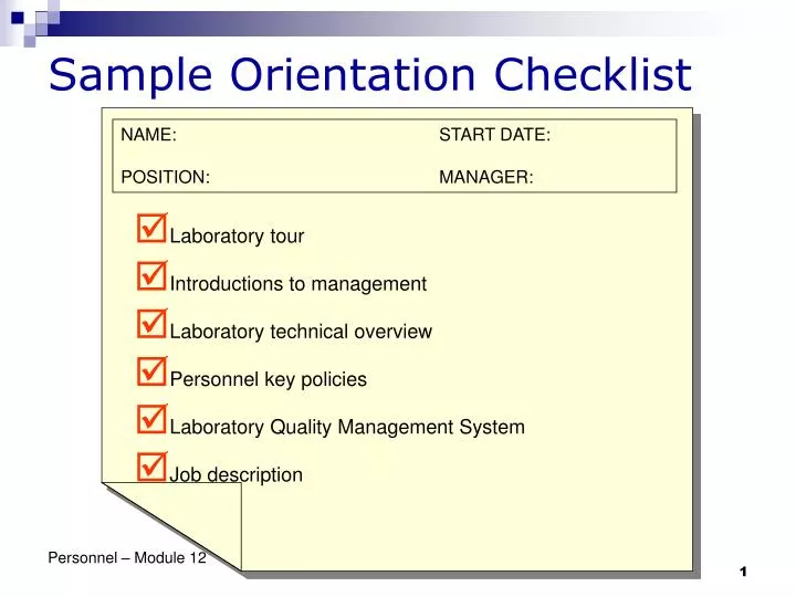 sample orientation checklist