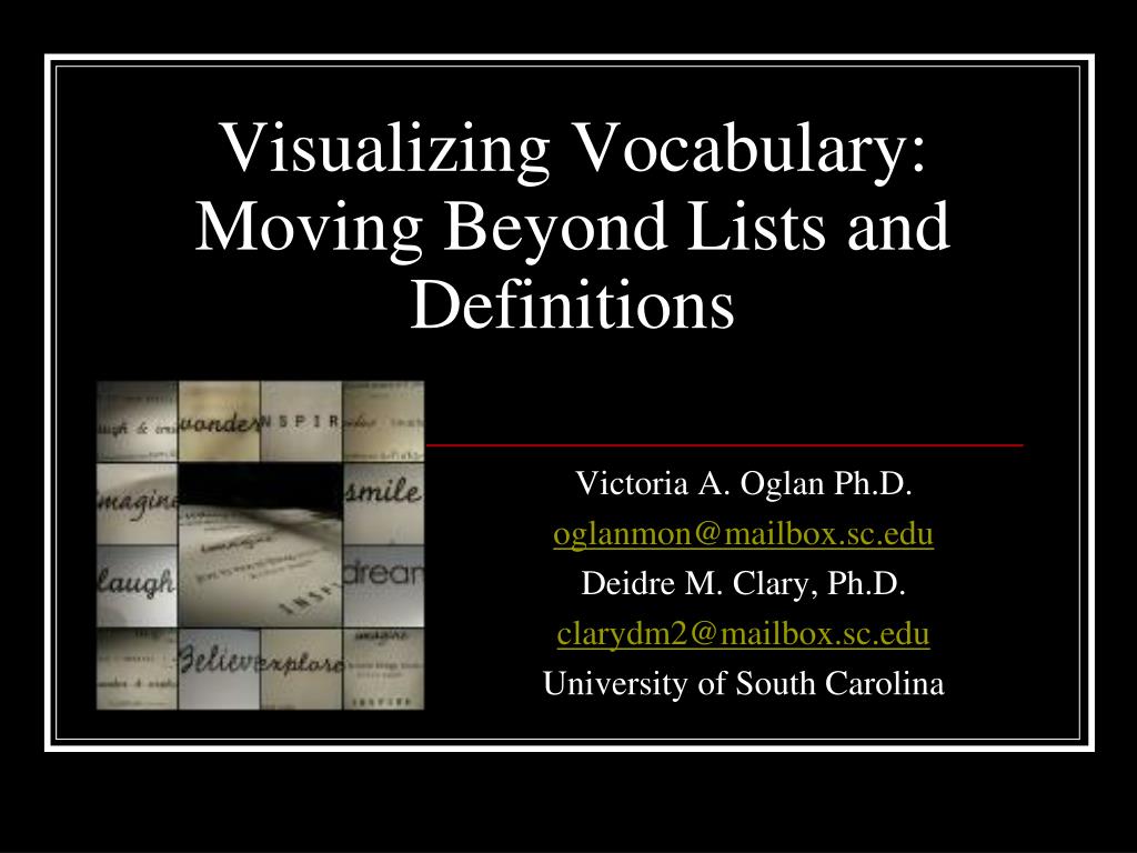 PPT - Visualizing Vocabulary: Moving Beyond Lists and Definitions ...