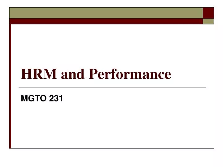 hrm and performance