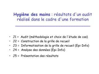 hygi ne des mains r sultats d un audit r alis dans le cadre d une formation