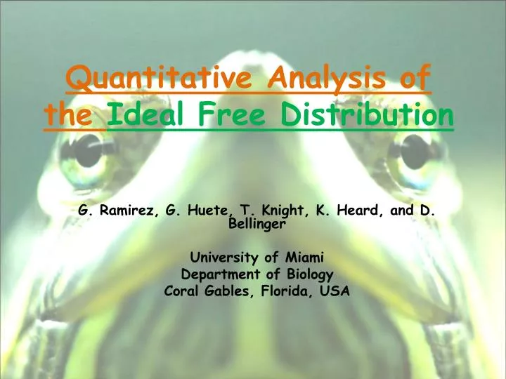 quantitative analysis of the ideal free distribution