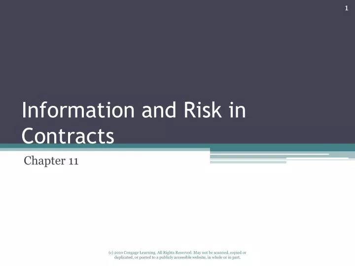 information and risk in contracts