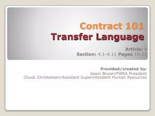 Contract 101 Transfer Language