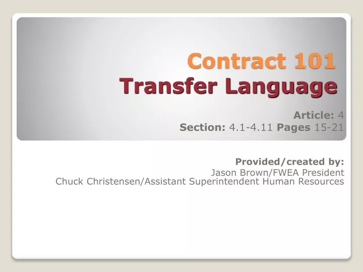 contract 101 transfer language