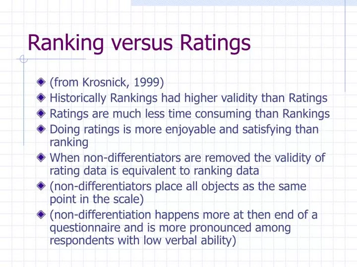 ranking versus ratings