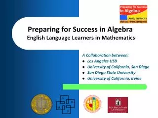 Preparing for Success in Algebra English Language Learners in Mathematics