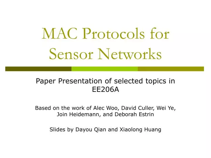 mac protocols for sensor networks