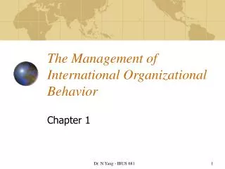 The Management of International Organizational Behavior