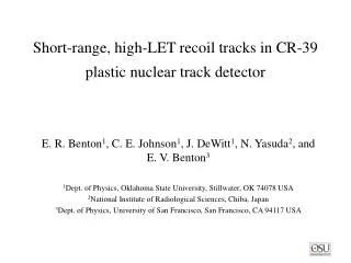 Short-range, high-LET recoil tracks in CR-39 plastic nuclear track detector