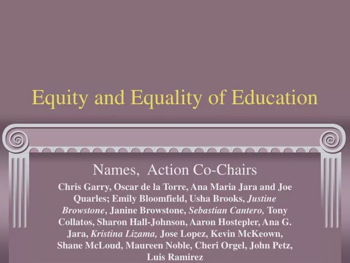 equity and equality of education