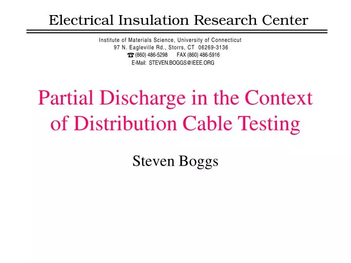 partial discharge in the context of distribution cable testing