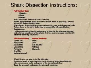 Shark Dissection instructions: