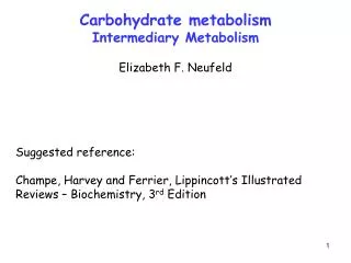 Carbohydrate metabolism Intermediary Metabolism