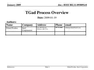 TGad Process Overview