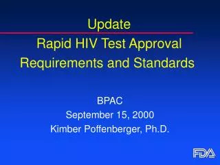 Update Rapid HIV Test Approval Requirements and Standards