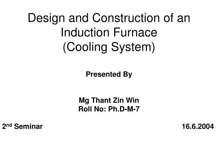design and construction of an induction furnace cooling system