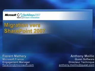 Migration vers SharePoint 2007