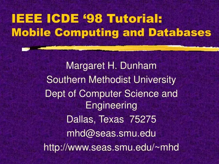 ieee icde 98 tutorial mobile computing and databases