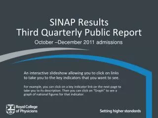SINAP Results Third Quarterly Public Report