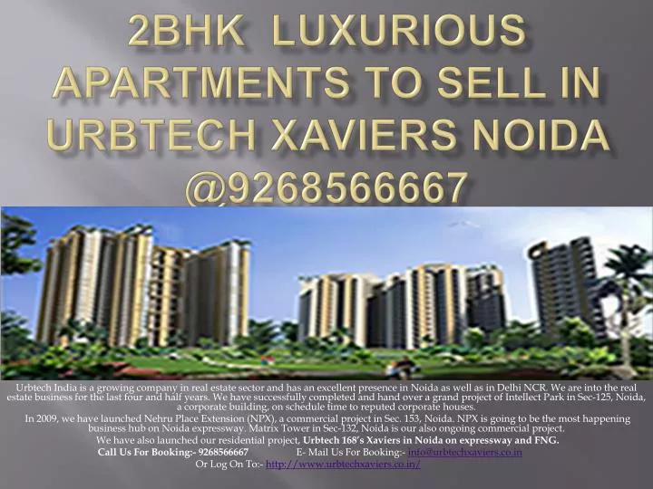 2bhk luxurious apartments to sell in urbtech xaviers noida @9268566667