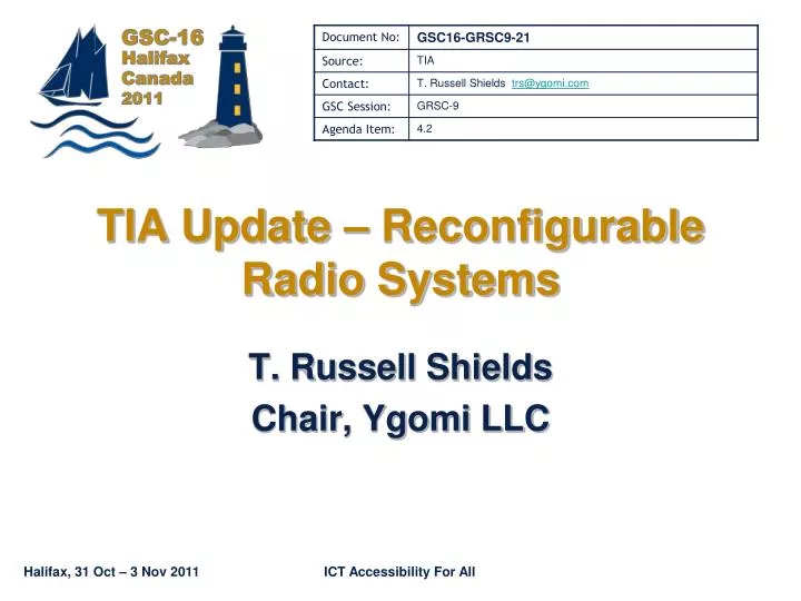 tia update reconfigurable radio systems