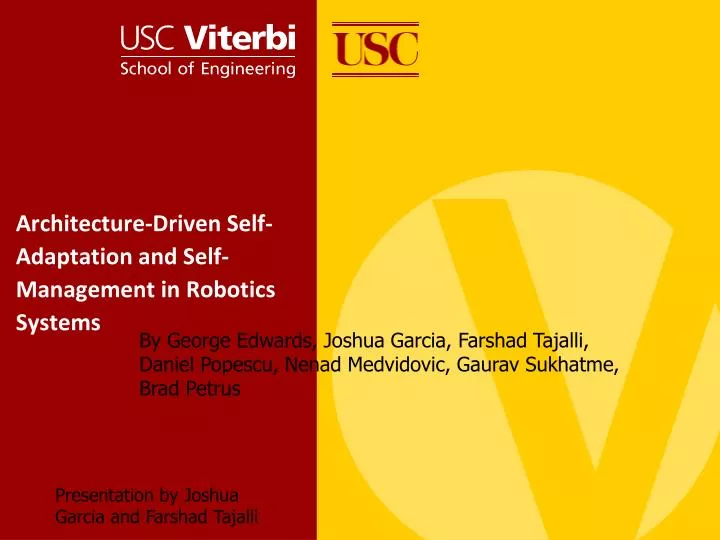 architecture driven self adaptation and self management in robotics systems