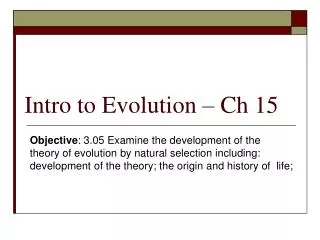 Intro to Evolution – Ch 15
