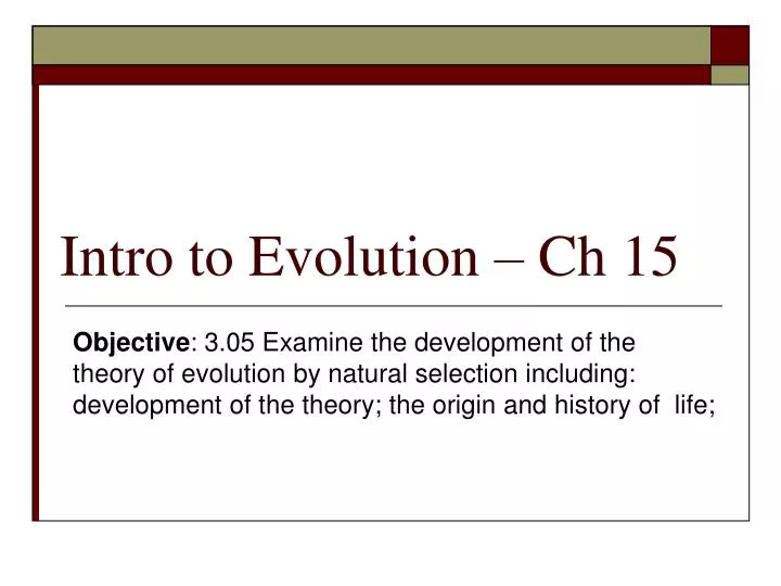 intro to evolution ch 15