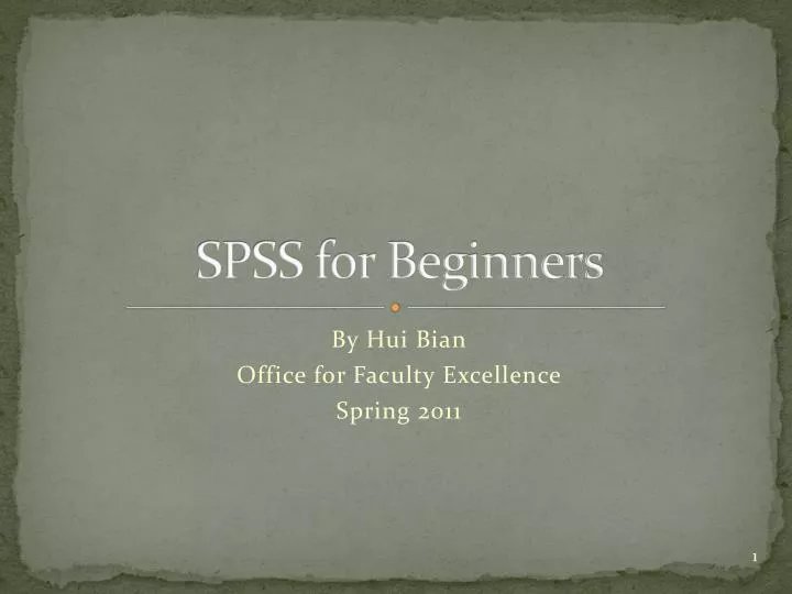 spss for beginners
