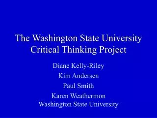 The Washington State University Critical Thinking Project