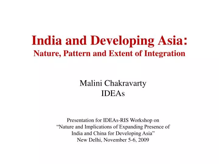india and developing asia nature pattern and extent of integration