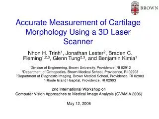 Accurate Measurement of Cartilage Morphology Using a 3D Laser Scanner