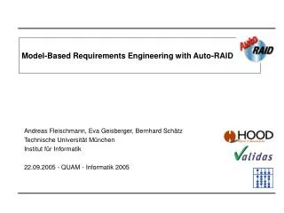 Model-Based Requirements Engineering with Auto-RAID