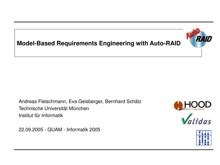 model based requirements engineering with auto raid