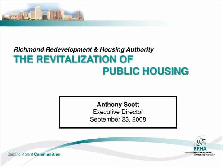 richmond redevelopment housing authority the revitalization of public housing
