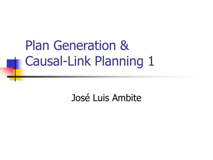 plan generation causal link planning 1