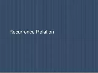 Recurrence Relation