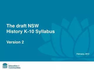 The draft NSW History K-10 Syllabus Version 2
