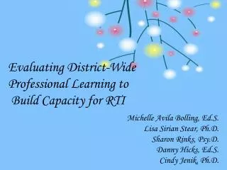 Evaluating District-Wide Professional Learning to Build Capacity for RTI