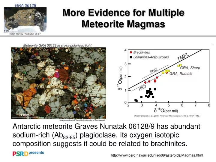 more evidence for multiple meteorite magmas