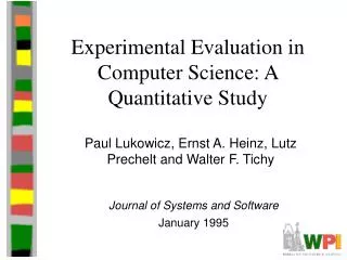 Experimental Evaluation in Computer Science: A Quantitative Study