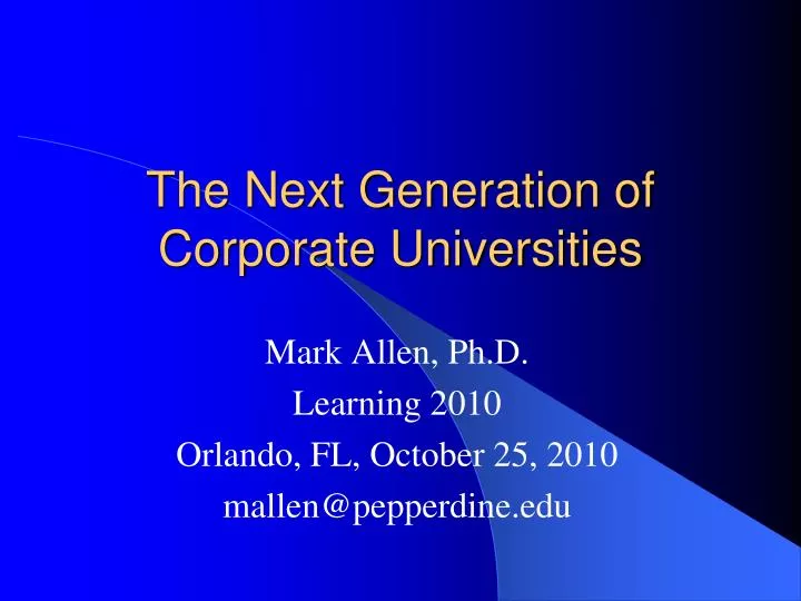the next generation of corporate universities